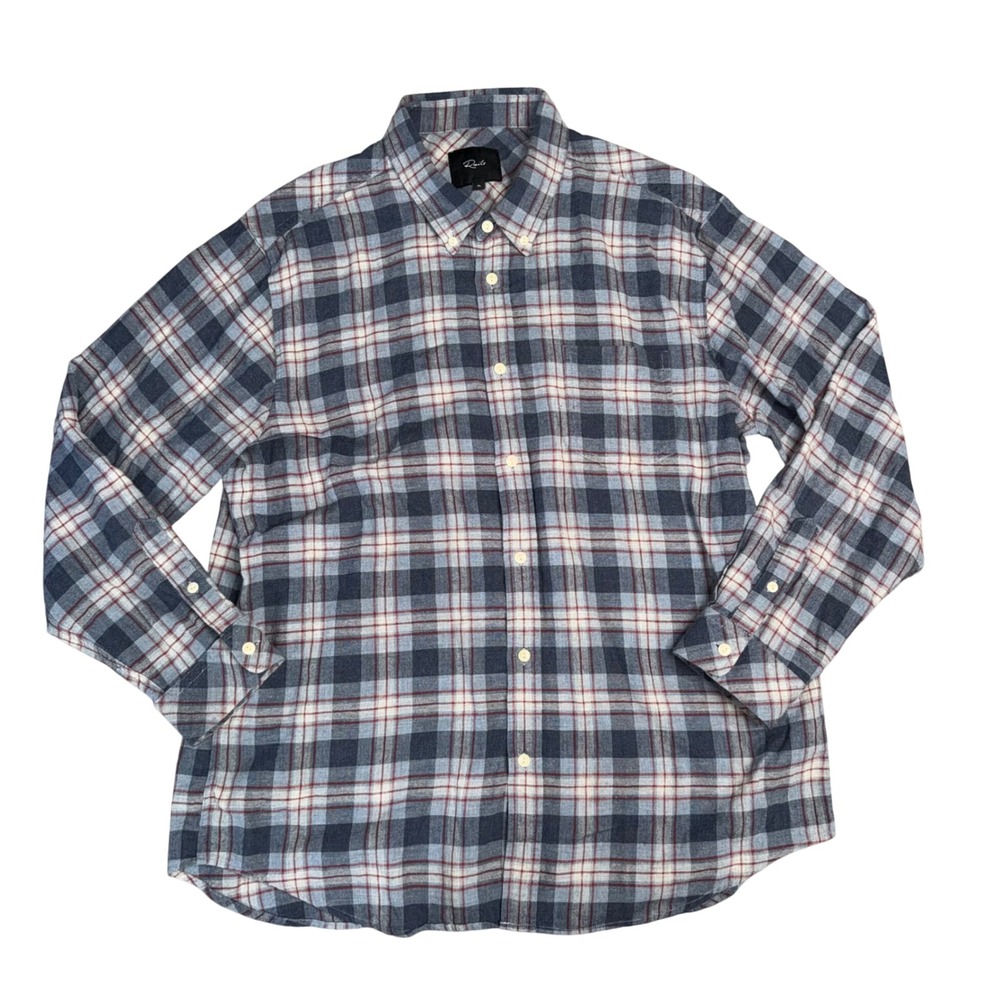 Rails Plaid Flannel Shirt Mens XL Blue White Excellent Long Sleeve Button Down